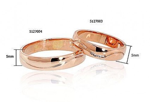 Золотое обручальное кольцо #1100543(Au-R)_CZ, Красное Золото	585°, Цирконы , Размер: 18.5, 5.06 гр. image 2