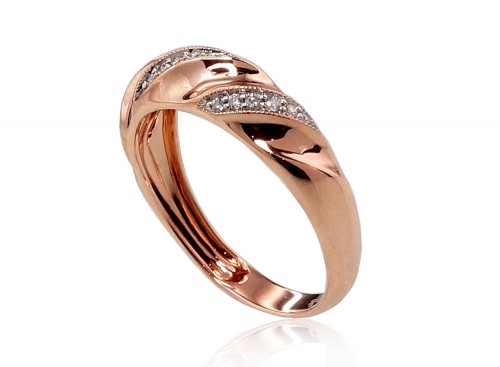 Золотое кольцо #1100424(Au-R+PRh-W)_DI, Красное Золото	585°, родий (покрытие) , Бриллианты (0,107Ct), Размер: 19, 2.4 гр. image 2