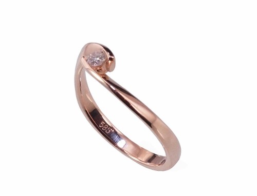 Золотое кольцо #1100381(Au-R)_DI, Красное Золото	585°, Бриллианты (0,09Ct), Размер: 18, 2.16 гр. image 2