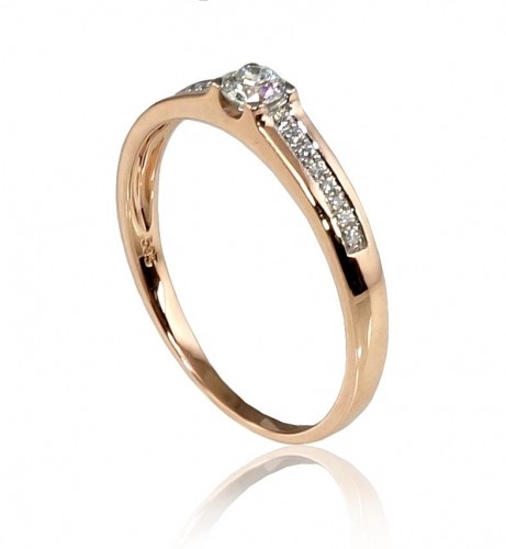 Золотое кольцо #1100190(Au-R+PRh-W)_DI, Красное Золото	585°, родий (покрытие) , Бриллианты (0,217Ct), Размер: 17, 1.74 гр. image 2