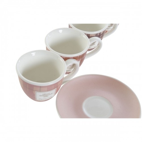 Komplekts ar kafijas tasēm DKD Home Decor Rozā Brūns Porcelāns Bone China (90 ml) image 2