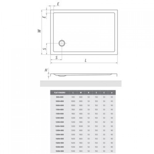 Roth FLAT KVADRO/1100x800 8000248 Прямоугольный акриловый душевой поддон image 2