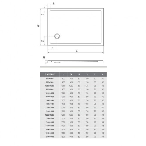 Roth FLAT STONE WHITE 800 × 800 8000311 akrila dušas paliktnis image 2