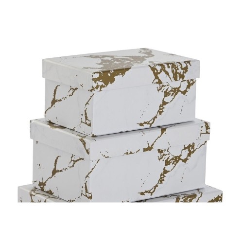 Set of Stackable Organising Boxes DKD Home Decor Golden White Cardboard (43,5 x 33,5 x 15,5 cm) image 2