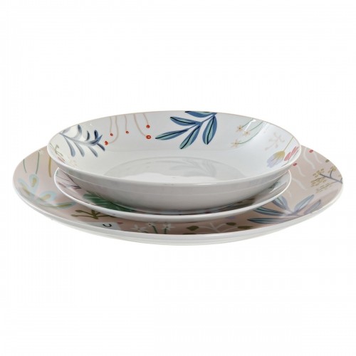 Dinnerware Set DKD Home Decor Multicolour Porcelain Flowers Urban 27 x 27 x 3 cm 18 Pieces (18 pcs) image 2