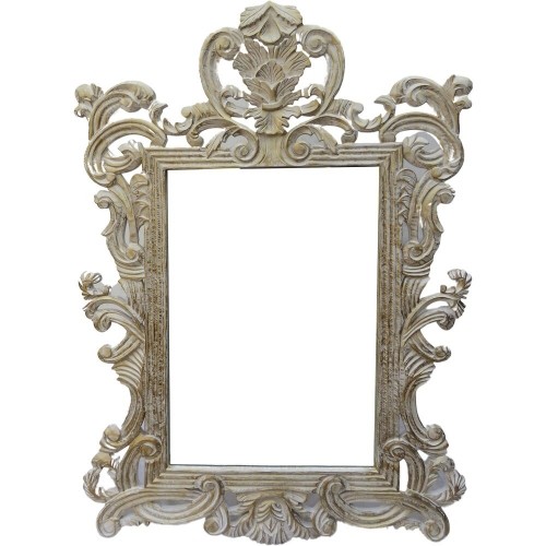 Sienas spogulis DKD Home Decor Stikls Alumīnijs Balts Mango koks (90 x 3 x 135 cm) image 2