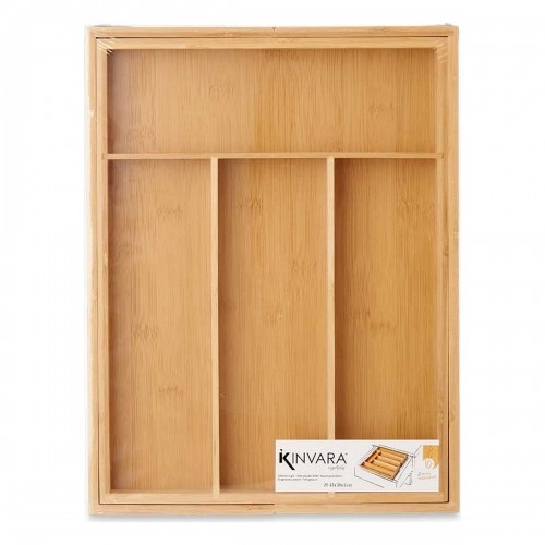 Cutlery Organiser Extendable Brown Bamboo (29 x 5 x 38 cm) image 2