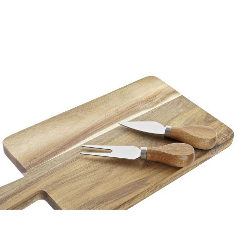 Set of chopping boards DKD Home Decor 2 knives Stainless steel Acacia 34 x 16 x 3,2 cm (2 Units) (3 pcs) image 2