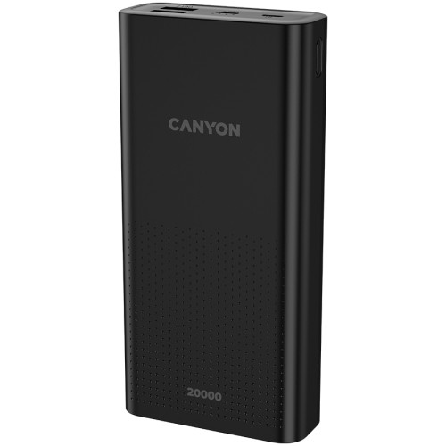CANYON  PB-2001 Power bank 20000mAh Li-poly battery, Input 5V/2A , Output 5V/2.1A(Max), 144*69*28.5mm, 0.440Kg, Black image 2