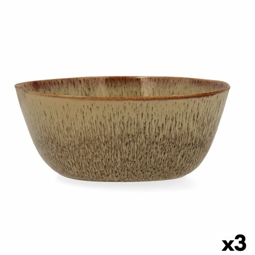 Salad Bowl Bidasoa Ikonic 20 x 19,5 x 8,5 cm Ceramic Brown 3 Pieces (Pack 3x) image 2