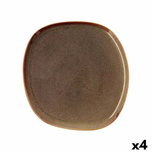 Плоская тарелка Bidasoa Ikonic Керамика Коричневый (26,5 x 25,7 x 1,5 cm) (Pack 4x) image 2