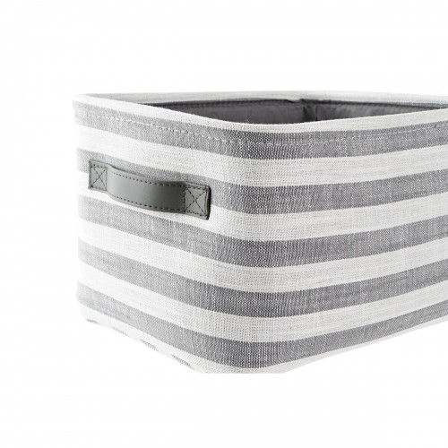 Basket set DKD Home Decor Grey Stripes Cotton (42 x 32 x 25 cm) (3 Pieces) image 2