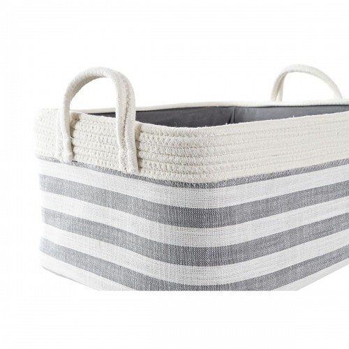 Basket set DKD Home Decor Stripes Grey Cotton (40 x 30 x 23 cm) (2 Pieces) image 2