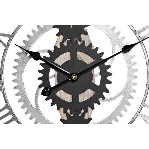 Wall Clock DKD Home Decor Silver Black MDF Iron Gears Loft (60 x 4 x 60 cm) image 2