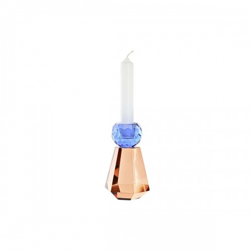 Candleholder DKD Home Decor Blue Amber Bicoloured Crystal 7 x 7 x 12 cm image 2