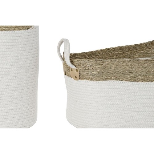 Basket set DKD Home Decor White Cotton Natural Fibre (41 x 41 x 52,5 cm) (7 Pieces) image 2