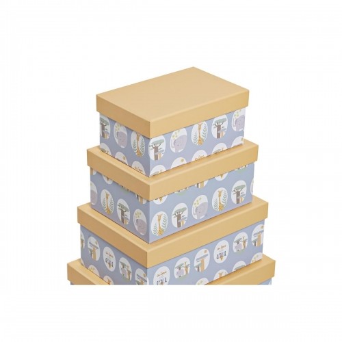 Set of Stackable Organising Boxes DKD Home Decor animals Blue Cardboard (43,5 x 33,5 x 15,5 cm) image 2