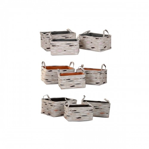Basket set DKD Home Decor Brown Grey Orange 40 x 30 x 20 cm (3 Units) image 2