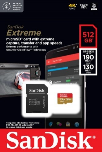 Sandisk Extreme microSDXC 512GB 190/130 MB/s A2 V30 U3 image 2