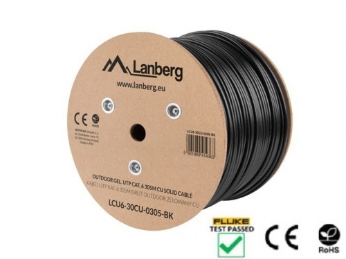 Lanberg Cable LAN UTP KAT-6 305M wire outdoor gel CU fluke passed, black image 2