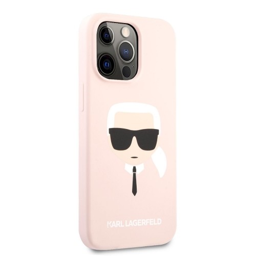 KLHCP13LSLKHP Karl Lagerfeld Liquid Silicone Karl Head Case for iPhone 13 Pro Light Pink image 2