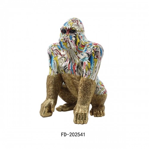 Decorative Figure DKD Home Decor 28,5 x 26,5 x 41 cm Golden Multicolour Gorilla image 2