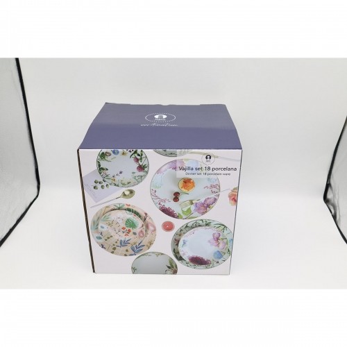 Набор посуды DKD Home Decor 18 штук Фарфор Разноцветный (27 x 27 x 3 cm) image 2