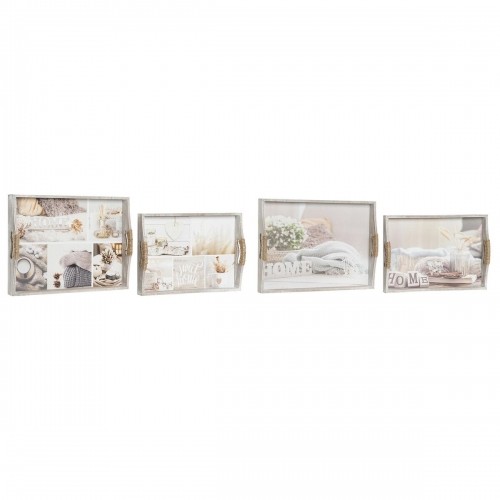 Set of trays DKD Home Decor Beige 40 x 30 x 6 cm MDF Wood (2 Units) image 2