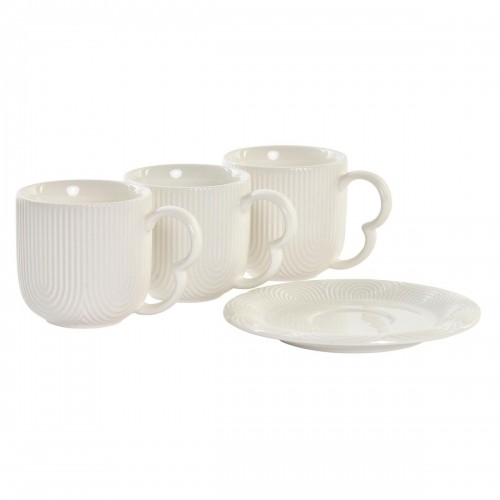 Set of 6 Cups with Plate DKD Home Decor White Natural Porcelain 90 ml 26 x 12 x 25 cm image 2
