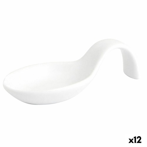 Cocktail Spoon Quid Chef Ceramic White 10 x 5 cm (12 Units) (Pack 12x) image 2