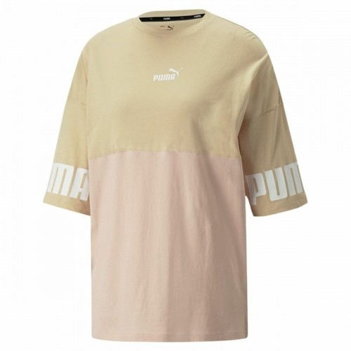 Women’s Short Sleeve T-Shirt Puma Colorblock Beige image 2