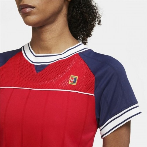 Women’s Short Sleeve T-Shirt Nike Tennis Blue Red image 2