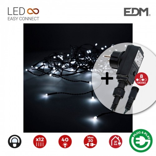 LED aizkaru gaismas EDM Icicle Easy-Connect Balts 100W (200 x 50 cm) image 2