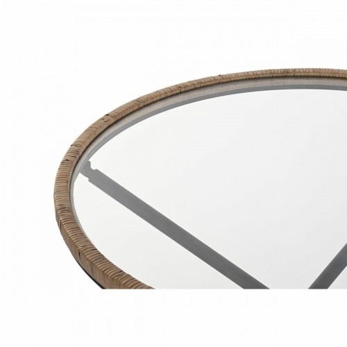 Вспомогательный стол DKD Home Decor Стеклянный Натуральный Серебристый Чёрный Металл (80 x 80 x 48 cm) image 2