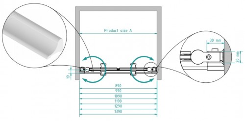 Brasta Glass Душевая стенка в нишу GERDA 90 Тонированный серый или коричневый image 2