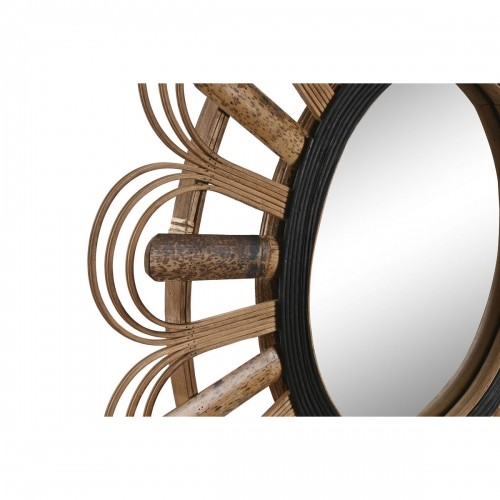 Настенное зеркало DKD Home Decor Стеклянный Чёрный Коричневый Колониальный Бамбук (60 x 2 x 60 cm) image 2