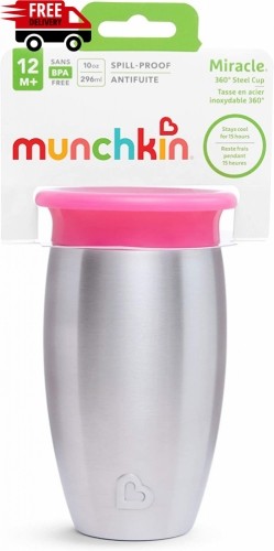 MUNCHKIN stainless steel sippy Cup, pink, Miracle 360, 12m+, 296ml, 01245101 image 2