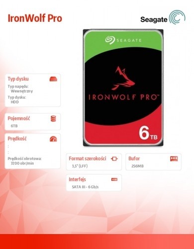 Seagate Disc IronWolfPro 6TB 3.5 256MB ST6000NT001 image 2