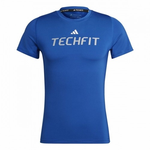 Men’s Short Sleeve T-Shirt Adidas techfit Graphic  Blue image 2