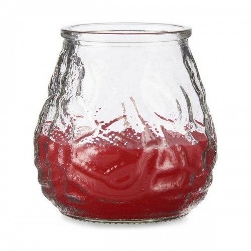 Candle Geranium Red Transparent Glass Paraffin 6 Units (9 x 9,5 x 9 cm) image 2