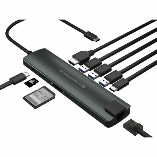 USB Hub Conceptronic DONN06G Grey 9-in-1 image 2