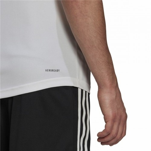 Men’s Short Sleeve Polo Shirt Adidas Primeblue 3 Stripes White image 2