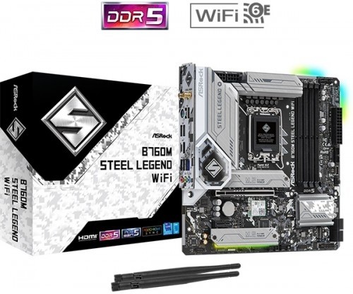 Asrock Motherboard B760M STEEL LEGEND WIFI s1700 4DDR5 DP/HDMI mATX image 2