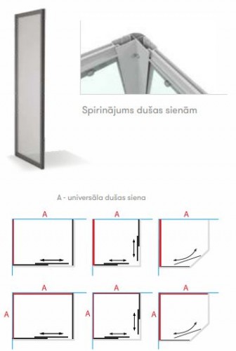 Brasta Glass Универсальная стенка к душевым кабинам 90 VAIVA, LAIMA, RASA (стекло) Прозрачный image 2