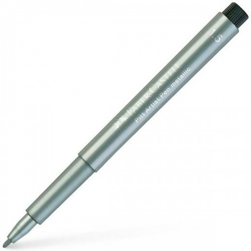 Felt-tip pens Faber-Castell Pitt Artist Metallic Silver (10 Units) image 2