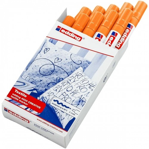 Постоянный маркер Edding 4500 Текстиль Флюоресцентный Оранжевый 10 штук image 2