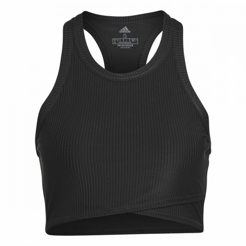 Women’s Sports Top Adidas Studio Wrapeed Rib Black image 2