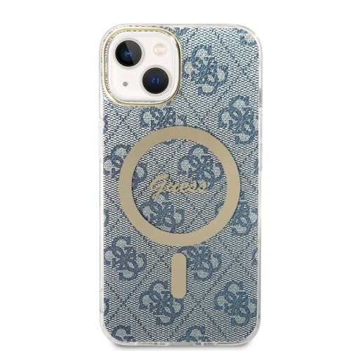 Guess 4G MagSafe Compatible Case + Wireless Charger for iPhone 14 Blue image 2