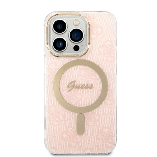 Guess 4G MagSafe Compatible Case + Wireless Charger for iPhone 14 Pro Pink image 2