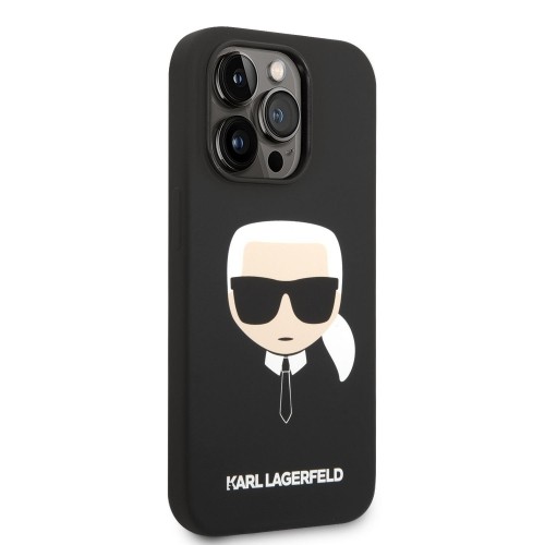 Karl Lagerfeld MagSafe Compatible Case Liquid Silicone Karl Head for iPhone 14 Pro Black image 2